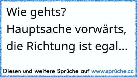 Wie gehts? Hauptsache vorwärts, die Richtung ist egal...