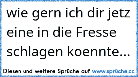 wie gern ich dir jetz eine in die Fresse schlagen koennte...