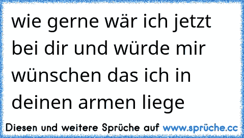 wie gerne wär ich jetzt bei dir und würde mir wünschen das ich in deinen armen liege 