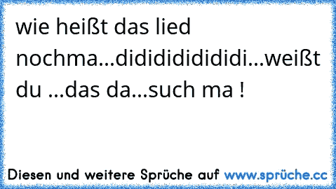 wie heißt das lied nochma...dididididididi...weißt du ...das da...such ma !