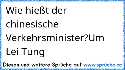 Wie hießt der chinesische Verkehrsminister?
Um Lei Tung