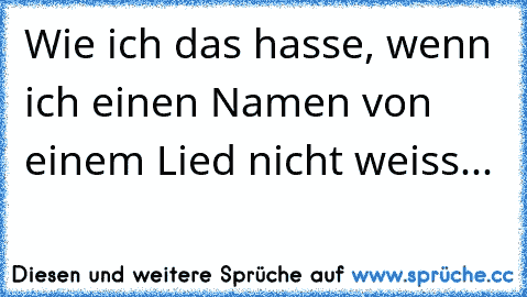 Wie ich das hasse, wenn ich einen Namen von einem Lied nicht weiss...