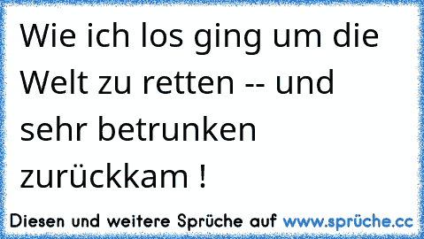 Wie ich los ging um die Welt zu retten -- und sehr betrunken zurückkam !