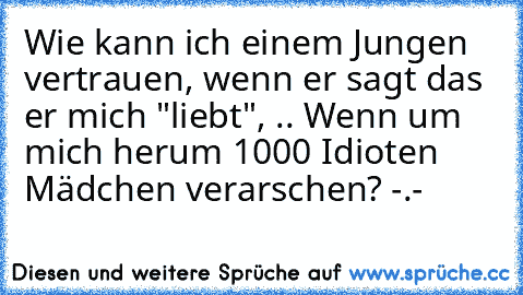 Wie kann ich einem Jungen vertrauen, wenn er sagt das er mich "liebt", .. Wenn um mich herum 1000 Idioten Mädchen verarschen? -.-