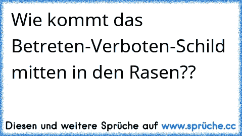 Wie kommt das Betreten-Verboten-Schild mitten in den Rasen??