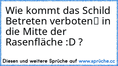 Wie kommt das Schild „Betreten verboten“ in die Mitte der Rasenfläche :D ?