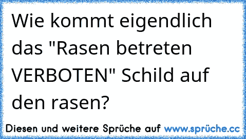 Wie kommt eigendlich das "Rasen betreten VERBOTEN" Schild auf den rasen?