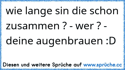 wie lange sin die schon zusammen ? - wer ? - deine augenbrauen :D