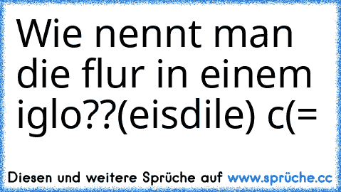 Wie nennt man die flur in einem iglo??
(eisdile) c(=