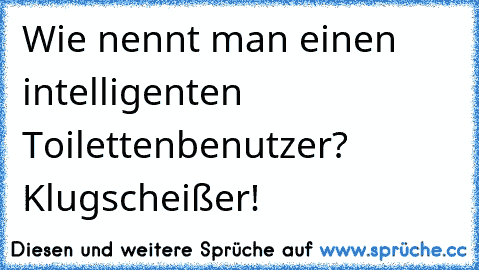 Wie nennt man einen intelligenten Toilettenbenutzer? Klugscheißer!