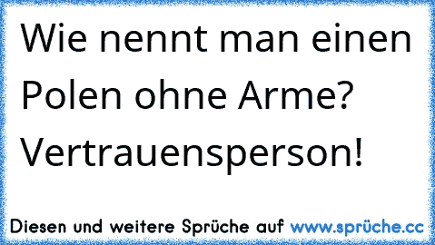 Wie nennt man einen Polen ohne Arme? Vertrauensperson!