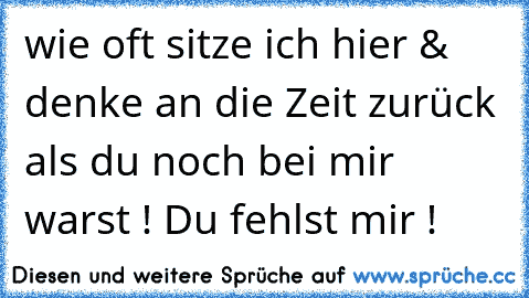 wie oft sitze ich hier & denke an die Zeit zurück als du noch bei mir warst ! Du fehlst mir ! ♥