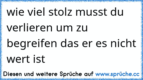 wie viel stolz musst du verlieren um zu begreifen das er es nicht wert ist ♥