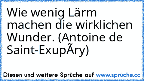 Wie wenig Lärm machen die wirklichen Wunder. (Antoine de Saint-Exupéry)