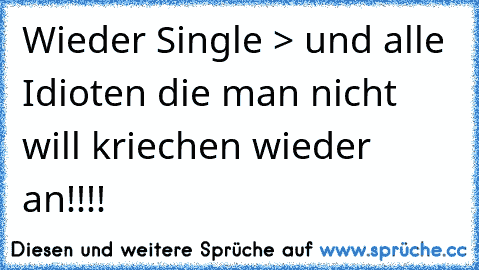 Wieder Single > und alle Idioten die man nicht will kriechen wieder an!!!!