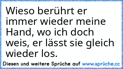 Wieso berührt er immer wieder meine Hand, wo ich doch weis, er lässt sie gleich wieder los.