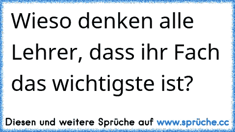 Wieso denken alle Lehrer, dass ihr Fach das wichtigste ist?