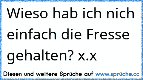 Wieso hab ich nich einfach die Fresse gehalten? x.x