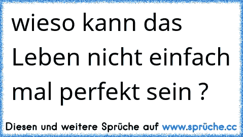 wieso kann das Leben nicht einfach mal perfekt sein ?