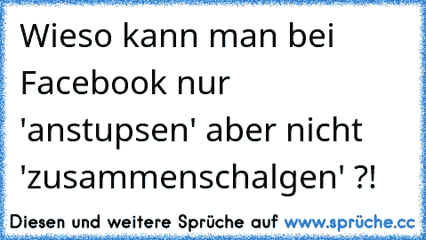 Wieso kann man bei Facebook nur 'anstupsen' aber nicht 'zusammenschalgen' ?!