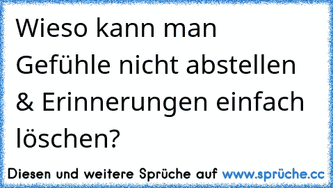 Wieso kann man Gefühle nicht abstellen & Erinnerungen einfach löschen?