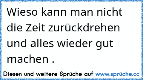 Wieso kann man nicht die Zeit zurückdrehen und alles wieder gut machen .