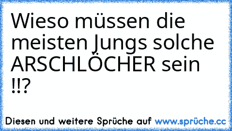 Wieso müssen die meisten Jungs solche ARSCHLÖCHER sein !!?