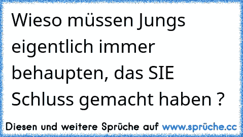 Wieso müssen Jungs eigentlich immer behaupten, das SIE Schluss gemacht haben ?