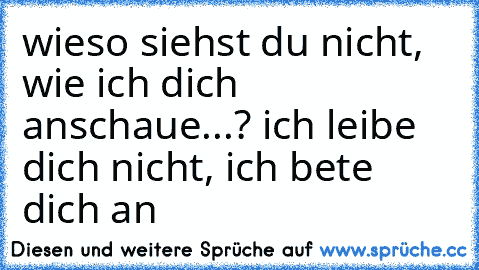 wieso siehst du nicht, wie ich dich anschaue...? ich leibe dich nicht, ich bete dich an ♥ ♥ ♥