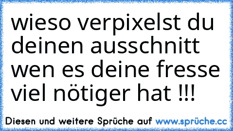 wieso verpixelst du deinen ausschnitt wen es deine fresse viel nötiger hat !!!