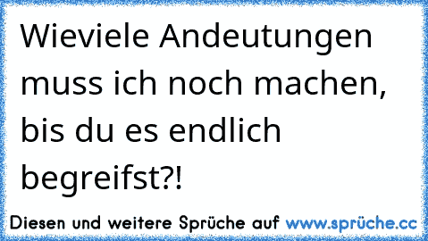 Wieviele Andeutungen muss ich noch machen, bis du es endlich begreifst?!