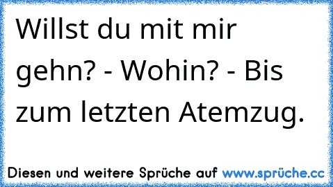 Willst du mit mir gehn? - Wohin? - Bis zum letzten Atemzug.