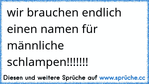 wir brauchen endlich einen namen für männliche schlampen!!!!!!!