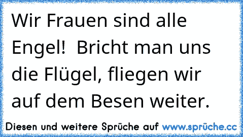 Wir Frauen sind alle Engel!  Bricht man uns die Flügel, fliegen wir auf dem Besen weiter.