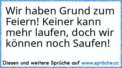 Wir haben Grund zum Feiern! Keiner kann mehr laufen, doch wir können noch Saufen!