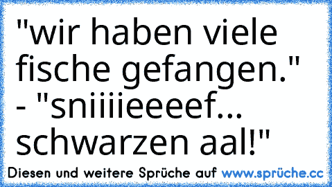 "wir haben viele fische gefangen." - "sniiiieeeef... schwarzen aal!"