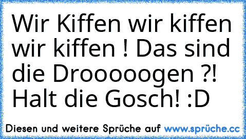 Wir Kiffen wir kiffen wir kiffen ! Das sind die Drooooogen ?! Halt die Gosch! :D