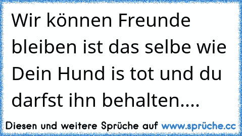 Wir können Freunde bleiben ist das selbe wie Dein Hund is tot und du darfst ihn behalten....