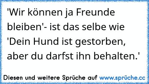 'Wir können ja Freunde bleiben'- ist das selbe wie 'Dein Hund ist gestorben, aber du darfst ihn behalten.'