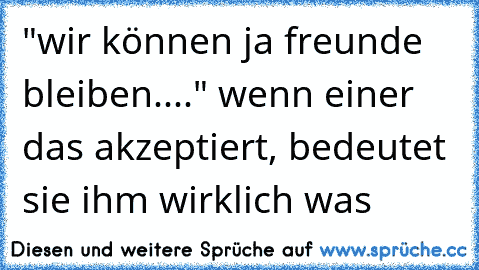 "wir können ja freunde bleiben...." wenn einer das akzeptiert, bedeutet sie ihm wirklich was