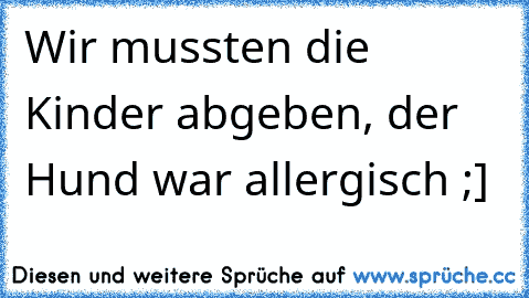 Wir mussten die Kinder abgeben, der Hund war allergisch ;]