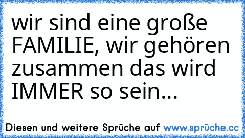 wir sind eine große FAMILIE, wir gehören zusammen das wird IMMER so sein...