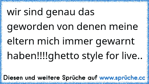 wir sind genau das geworden von denen meine eltern mich immer gewarnt haben!!!!ghetto style for live..