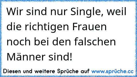 Wir sind nur Single, weil die richtigen Frauen noch bei den falschen Männer sind!