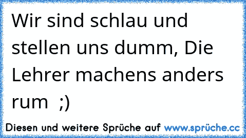 Wir sind schlau und stellen uns dumm, Die Lehrer machens anders rum  ;)