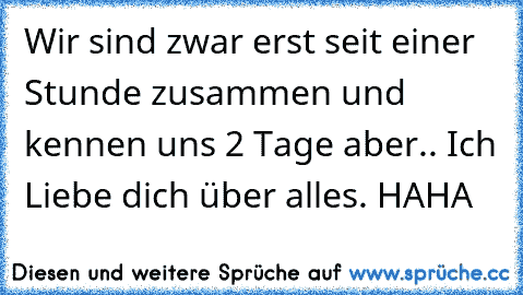 Wir sind zwar erst seit einer Stunde zusammen und kennen uns 2 Tage aber.. Ich Liebe dich über alles. HAHA