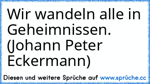 Wir wandeln alle in Geheimnissen. (Johann Peter Eckermann)