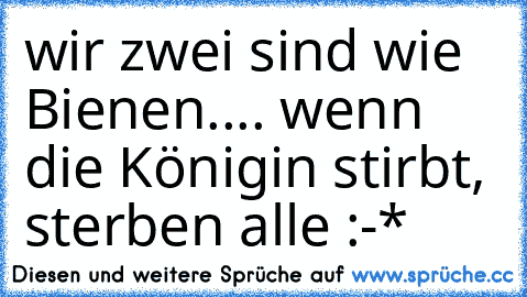 wir zwei sind wie Bienen.... wenn die Königin stirbt, sterben alle :-*