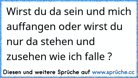 Wirst du da sein und mich auffangen oder wirst du nur da stehen und zusehen wie ich falle ?