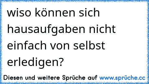 wiso können sich hausaufgaben nicht einfach von selbst erledigen?